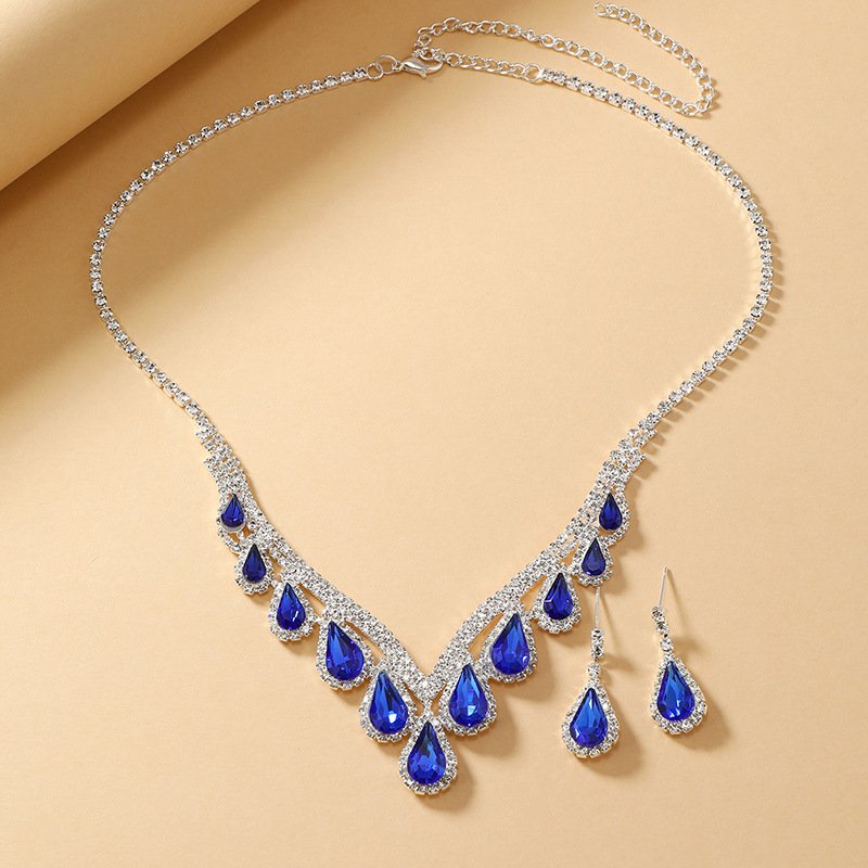 Sapphire Blue Crystal Two-piece Earrings Set Jewellery & watches 4