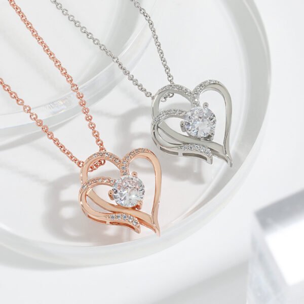 Zircon Double Love Necklace With Rhinestones Jewellery & watches 4