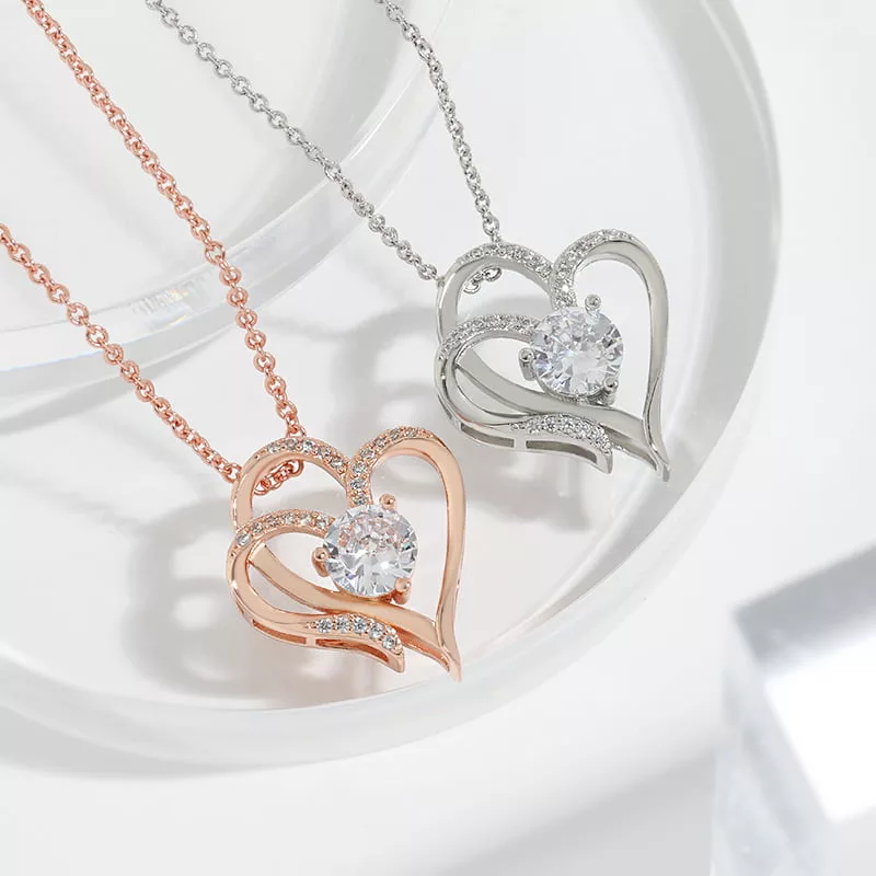 Zircon Double Love Necklace With Rhinestones 4 Zircon Double Love Necklace With Rhinestones Jewellery & watches 4