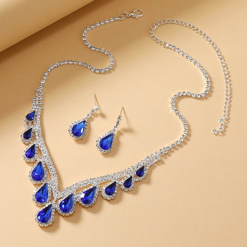 Sapphire Blue Crystal Two-piece Earrings Set Jewellery & watches 2