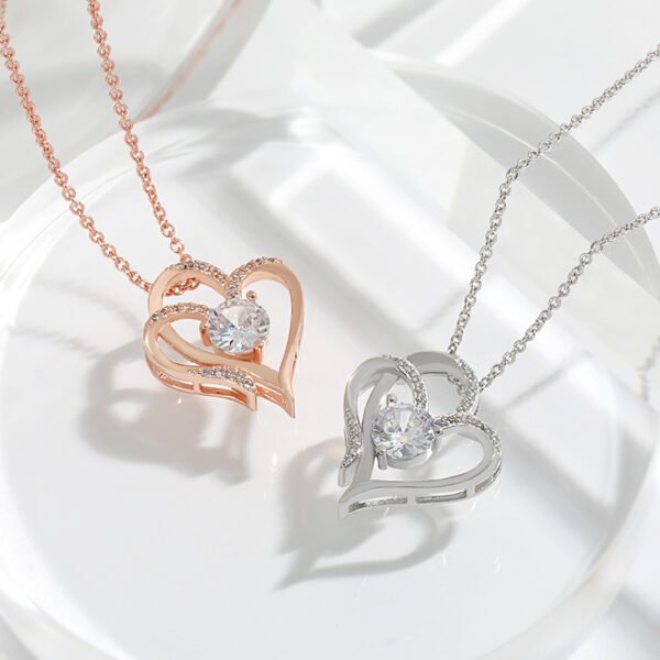 Zircon Double Love Necklace With Rhinestones Jewellery & watches 5