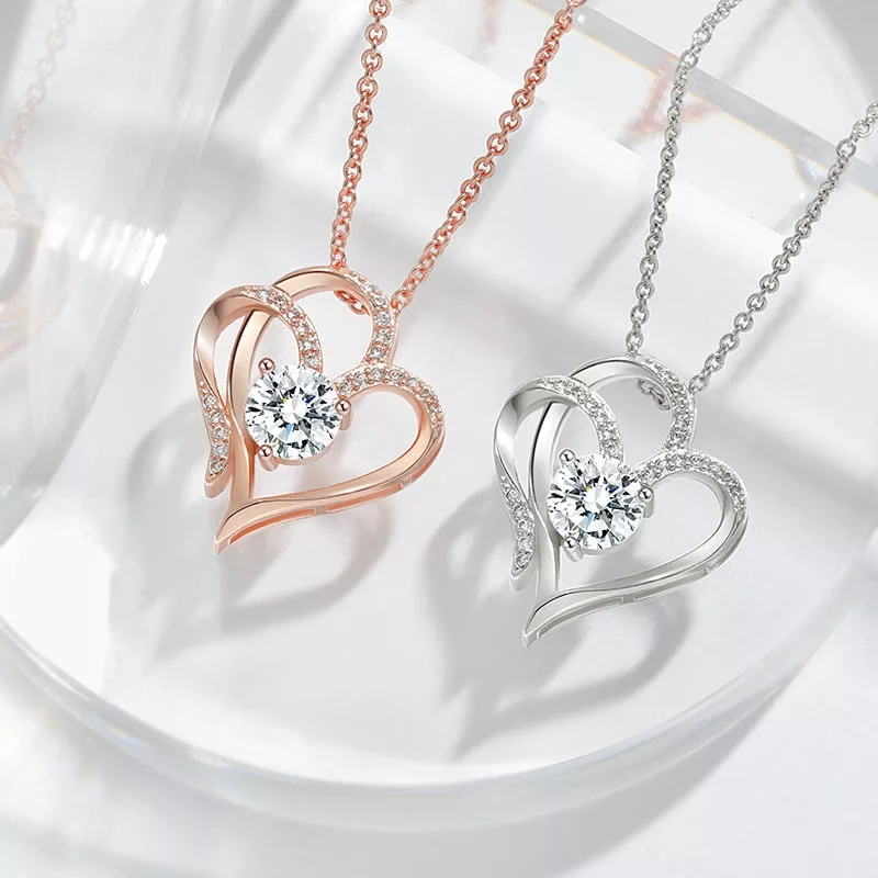Zircon Double Love Necklace With Rhinestones 2 Zircon Double Love Necklace With Rhinestones Jewellery & watches 2