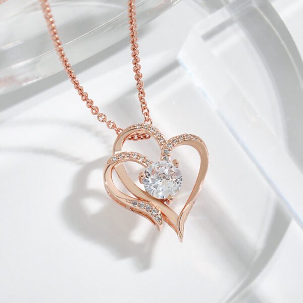 Zircon Double Love Necklace With Rhinestones Jewellery & watches 7