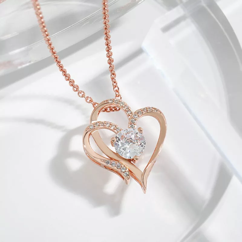 Zircon Double Love Necklace With Rhinestones 7 Zircon Double Love Necklace With Rhinestones Jewellery & watches 7