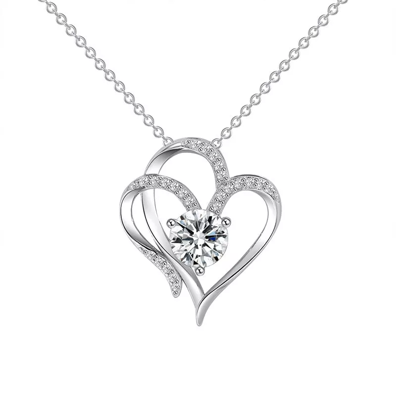 Zircon Double Love Necklace With Rhinestones 8 Zircon Double Love Necklace With Rhinestones Jewellery & watches 8