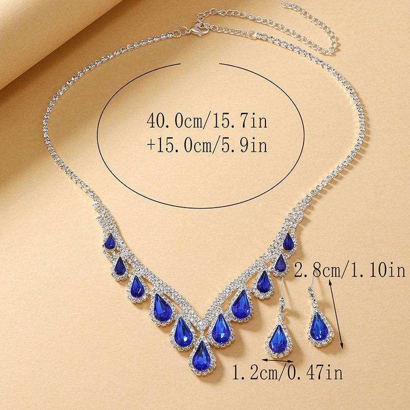 Sapphire Blue Crystal Two-piece Earrings Set Jewellery & watches 5