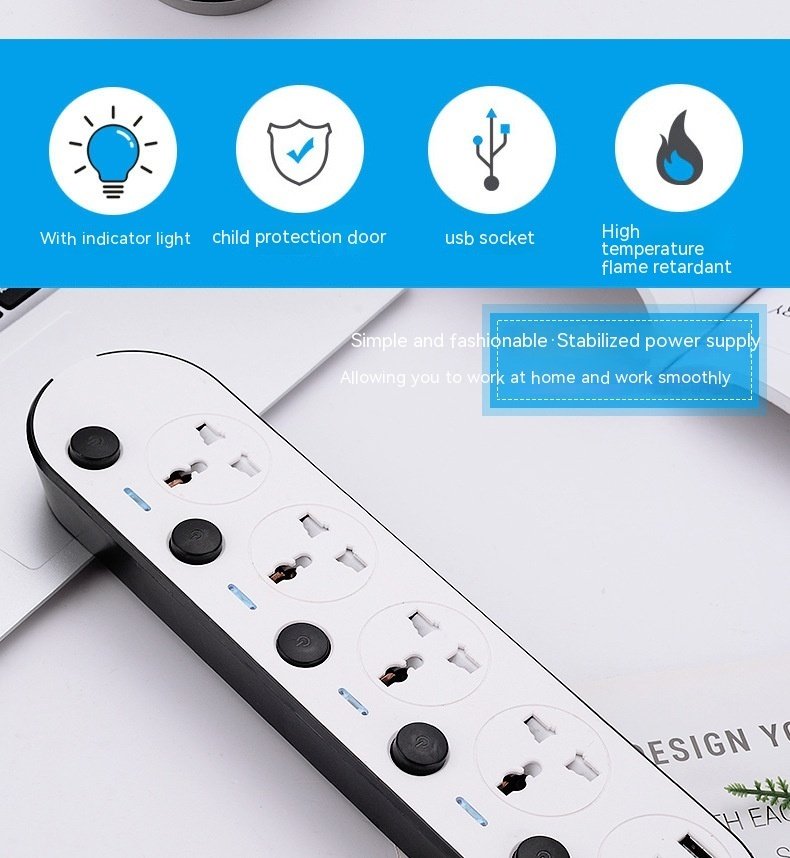 Power Strip Sockets with 3 USB Ports and 4 Outlets Other electronics   8