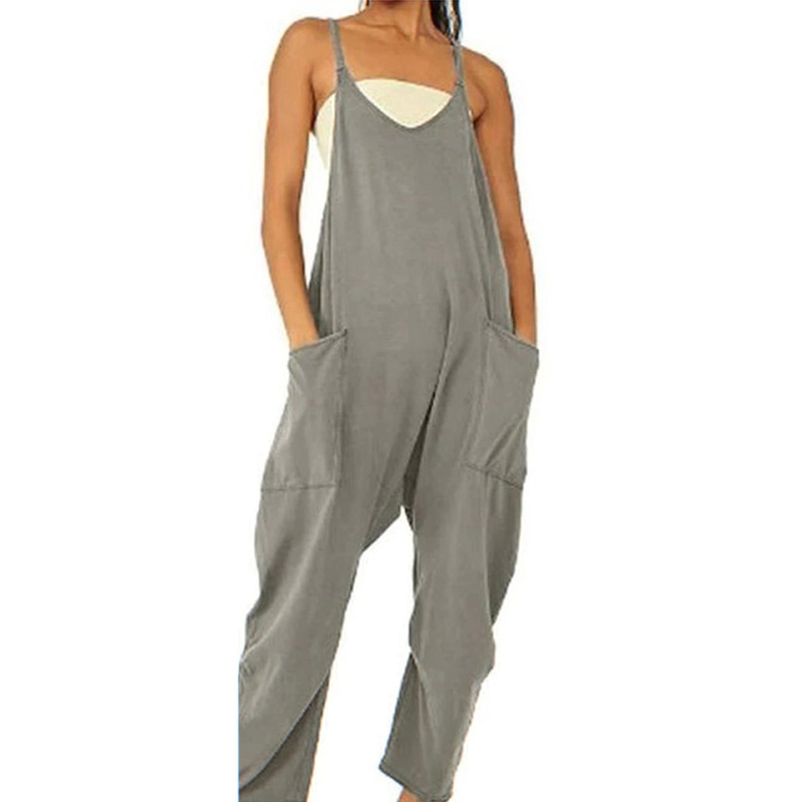 Loose Sleeveless Jumpsuits With Pockets Zipper Clothing & Fashion 7