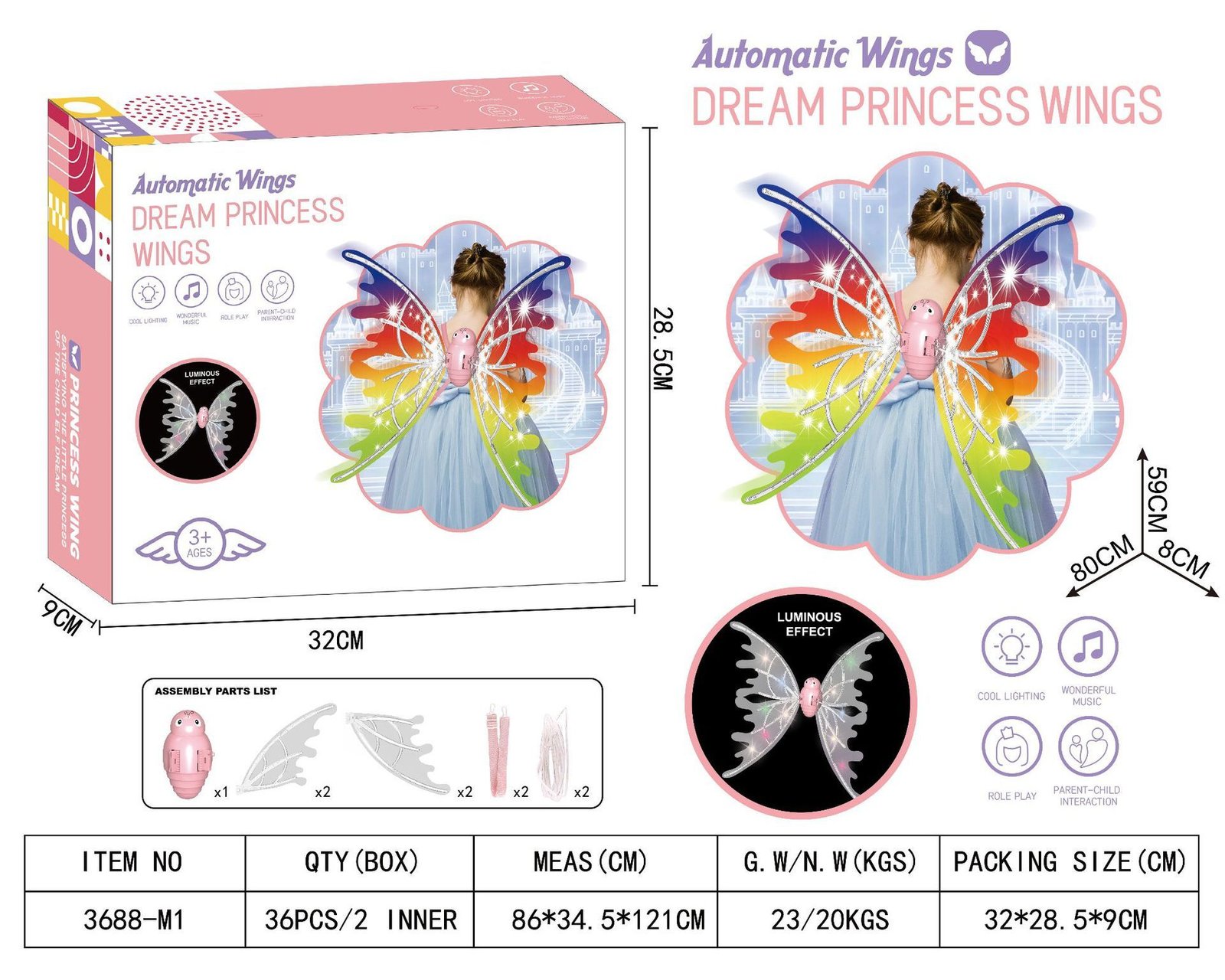 Kids Butterfly Wings With Glowing Lights Pretend playing   10