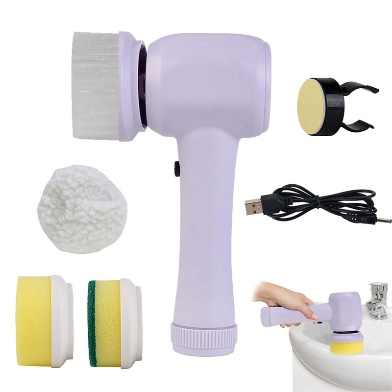 Electric Cleaning Brush 4 In 1 Spinning Scrubber Cleaning & bins   3