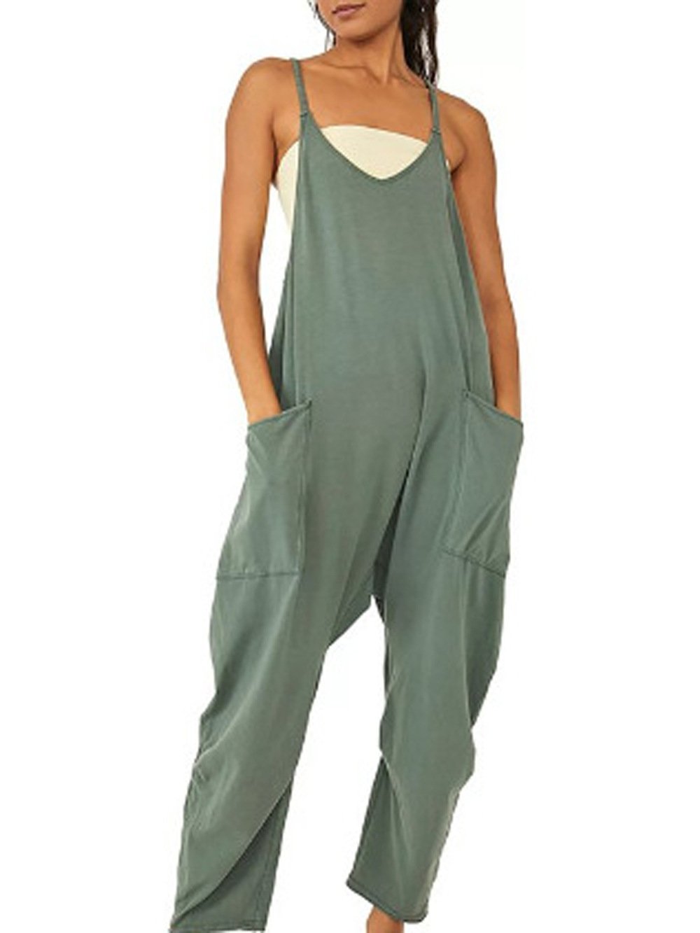 Loose Sleeveless Jumpsuits With Pockets Zipper Clothing & Fashion 8